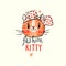 Fashion kawaii kitty. Vector illustration of a cat face with a bow. Can be used for t-shirt print, kids wear design