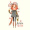 Fashion kawaii kitty. Vector illustration of a cat in fashionable clothes. Can be used for t-shirt print, kids wear