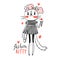 Fashion kawaii kitty. Vector illustration of a cat in fashionable clothes. Can be used for t-shirt print, kids wear