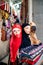 Fashion lay figures wearing headscarf accessory in souk Damascus Syria