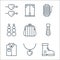 fashion line icons. linear set. quality vector line set such as boot, necklace, shirt, tie, clutch, earrings, thread, pants