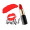 Fashion lipstick ads, trendy cosmetic design for advertisement