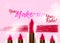 Fashion lipstick make-up design banner. Beauty and cosmetics background. Use for advertising flyer, banner, leaflet