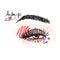 Fashion makeup with red color elements, beauty, long eyelashes, love for makeup