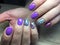 fashion manicure lilac and blue color and leopard