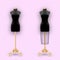 Fashion Mannequin or Dummies Black Silhouette For Sewing Women Fashionable Clothes Design Style. Dressmakers object for female bod