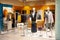 Fashion Mannequins Standing In Store Window Display Of Women& x27;s Casual dress Clothing Shop In Shopping Mall - sale, shopping,