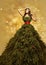 Fashion Model Christmas Tree Dress, Woman Xmas Gown, New Year