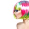 Fashion model girl with colorful dyed hair
