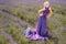 Fashion model in lavender fields