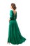 Fashion Model in Long Dress Back view, Woman Beauty in Gown Rear view, Full Length on White