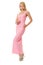 Fashion model in long pink dress.