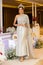 Fashion Model in Thai Traditional Costume Wedding Dress