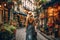 fashion model at vacation in france small charming streets ai generated art