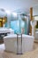 The fashion modern bathroom, including bathtub, shower, basins and toilet