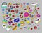 Fashion modern doodle cartoon patch badges or stikers with speach bubbles