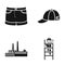 Fashion, oil refining and or web icon in black style.fire, clothing icons in set collection.