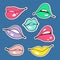 Fashion Patches of lips. Colorful set