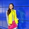 Fashion portrait of amazing beautiful woman in colorful clothes