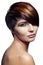 Fashion portrait of a beautiful girl with colored dyed hair, professional short hair coloring.