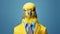 Fashion Portrait Of Budgerigar: A Minimalist Avian In Vibrant Postmodern Attire