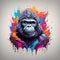 Fashion portrait of a gorilla with sunglasses and colorful autumn leaves by ai generated