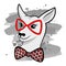 Fashion Portrait of Hipster kangaroo with red glasses and bow.
