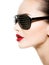 Fashion profile portrait of woman wearing black sunglasses