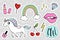 Fashion quirky cartoon doodle patch badges with cute elements