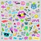 Fashion quirky cartoon doodle patch badges with cute elements. Isolated vector. Set of stickers,pins,patches in comic