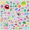 Fashion quirky cartoon doodle patch badges with cute elements. Isolated vector. Set of stickers, pins, patches in comic