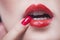 Fashion red lips and nails