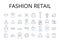 Fashion retail line icons collection. Clothing store, Apparel outlet, Style emporium, Designer boutique, Trendy market