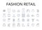 Fashion retail line icons collection. Clothing store, Apparel outlet, Style emporium, Designer boutique, Trendy market