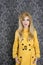 Fashion retro woman yellow gabardine coat