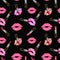 Fashion Seamless cosmetics pattern with lipstick kisses