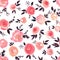 Fashion seamless pattern with beautiful gouache flowers on the white background.