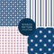 Fashion seamless pattern collection in trendy colors: pink, navy, white