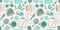 Fashion seamless pattern with women`s accessories, cosmetics, sweets, gadgets