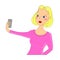 Fashion selfie illustration with a cute young girl taking a selfie on her phone