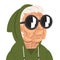 Fashion Senior Woman Wearing Hoodie and Sunglasses, Old Lady Character Wearing Trendy Clothes Vector Illustration