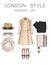 Fashion set of woman\'s clothes, accessories, and shoes - fashion clip art