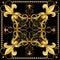 Fashion shawl design. Silk scarf with golden jewelry lace.