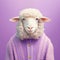 Fashion sheep in cardigan portrait. Generative AI