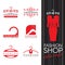 Fashion shop logo - Red clothes hanger logo sign vector set design