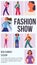 Fashion show poster with cartoon model women posing in glamour clothes