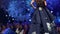 Fashion show runway beautiful dark blue dress