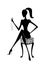 Fashion Silhouette of a Stylish Woman Seated and Looking at a Pe