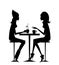 Fashion Silhouette of Two Girlfriends Having Coffee