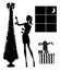 Fashion Silhouette of a Young Woman Decorating a Christmas Tree